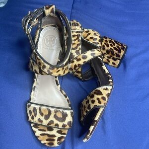 Tory Burch Calf Hair Animal Print Sandals Size 8